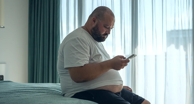 man on bed in phone